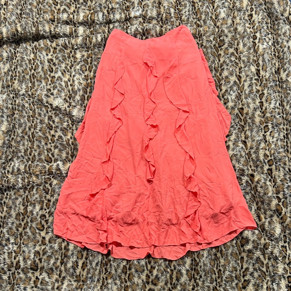 NWT Elegant Coral Ruffle Maxi Skirt